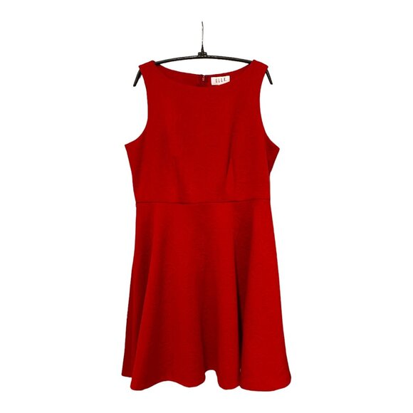 Elle Sangria Red Sleeveless Fit & Flare Dress with Embossed Roses Women's Size L - Picture 1 of 7